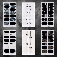 6 Sheets Geometric Line Nail Polish Stickers with 3 Nail Files