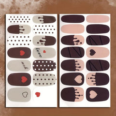 Heart Nail Polish Strips & 3 Nail Files for Women