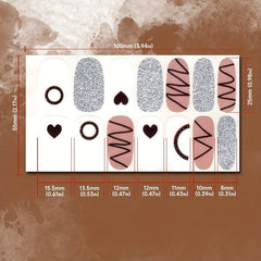 Heart Nail Polish Strips & 3 Nail Files for Women