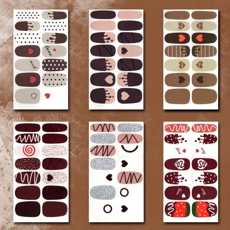 Heart Nail Polish Strips & 3 Nail Files for Women