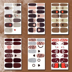 Heart Nail Polish Strips & 3 Nail Files for Women
