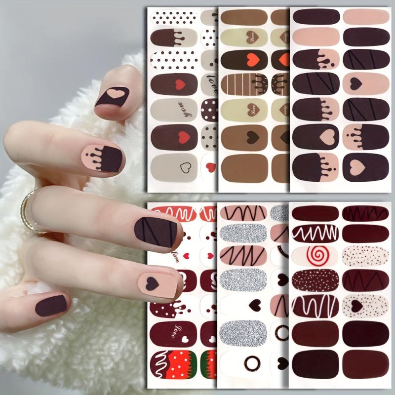 Heart Nail Polish Strips & 3 Nail Files for Women