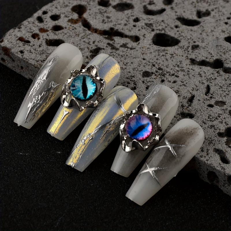 20pcs Cat Eye Nail Charms Rhinestones Decorations Reflective Glitter Gems