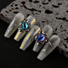 20pcs Cat Eye Nail Charms Rhinestones Decorations Reflective Glitter Gems