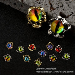 20pcs Cat Eye Nail Charms Rhinestones Decorations Reflective Glitter Gems
