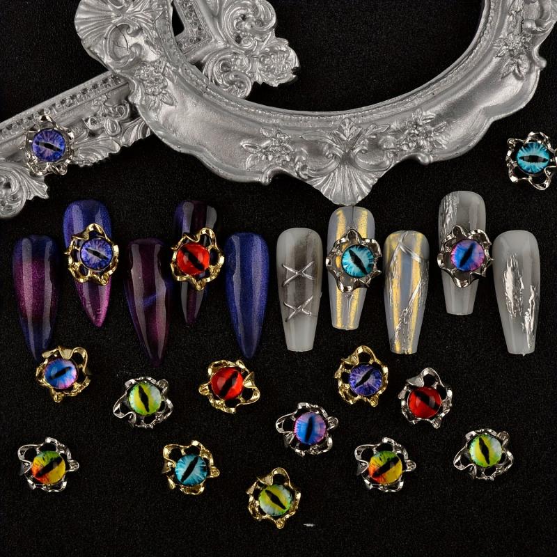 20pcs Cat Eye Nail Charms Rhinestones Decorations Reflective Glitter Gems