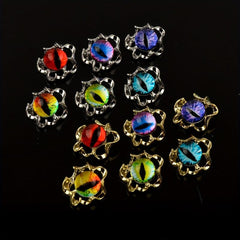 20pcs Cat Eye Nail Charms Rhinestones Decorations Reflective Glitter Gems