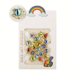 20pcs Cat Eye Nail Charms Rhinestones Decorations Reflective Glitter Gems