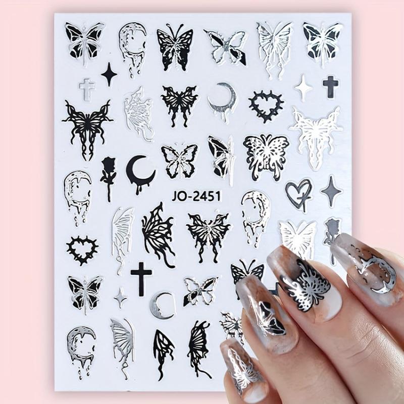 Golden Butterfly Rose Heart Nail Art Stickers