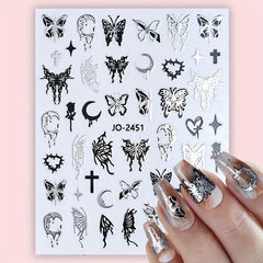 Golden Butterfly Rose Heart Nail Art Stickers