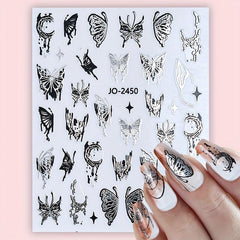 Golden Butterfly Rose Heart Nail Art Stickers