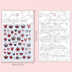 Golden Butterfly Rose Heart Nail Art Stickers