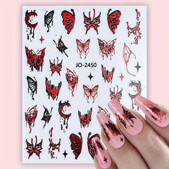 Golden Butterfly Rose Heart Nail Art Stickers