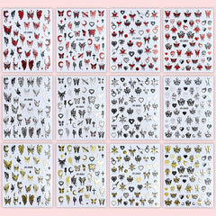 Golden Butterfly Rose Heart Nail Art Stickers