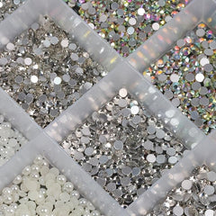 Colorful Round Nail Art Rhinestones Pearls DIY Accessories