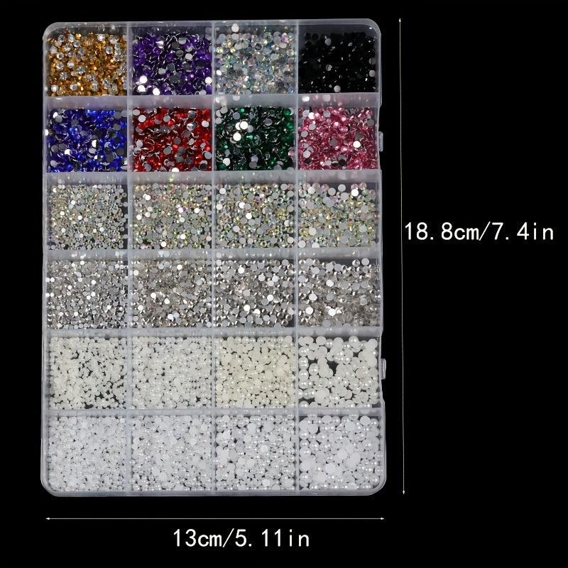 Colorful Round Nail Art Rhinestones Pearls DIY Accessories