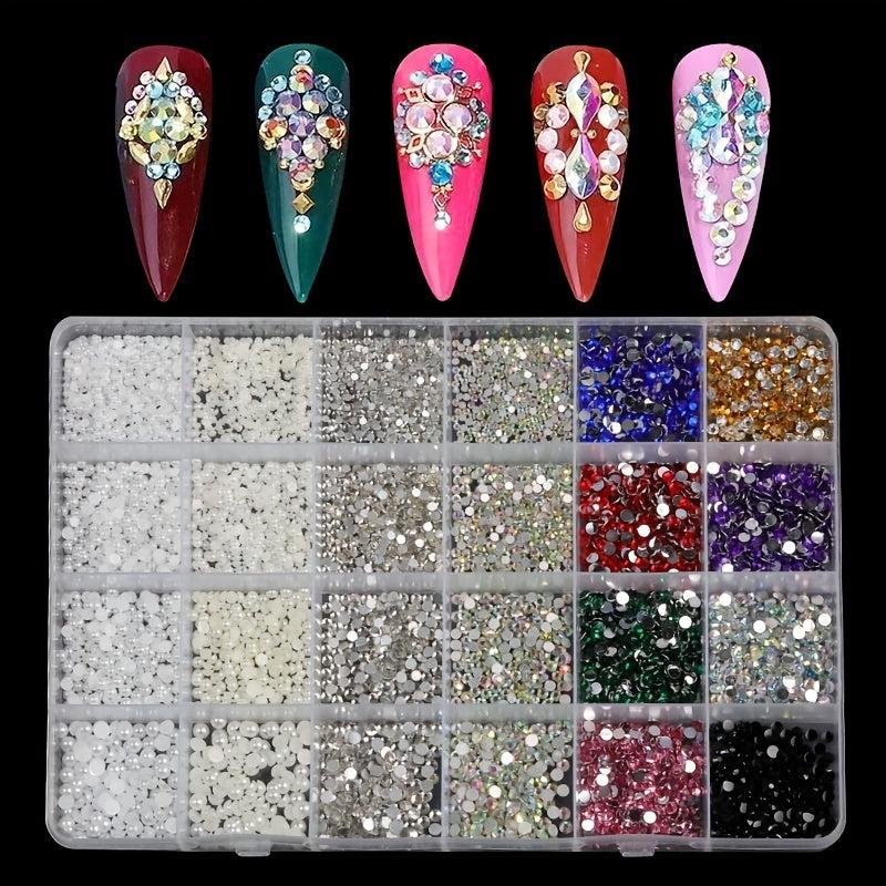 Colorful Round Nail Art Rhinestones Pearls DIY Accessories