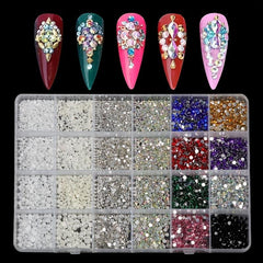 Colorful Round Nail Art Rhinestones Pearls DIY Accessories