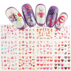 Red Heart & Lips Nail Stickers for Couples DIY Manicure Decorations