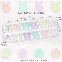 300pcs Luminous Bunny Nail Art Charms Easter Nail Gems Rhinestone