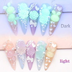 300pcs Luminous Bunny Nail Art Charms Easter Nail Gems Rhinestone