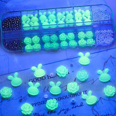 300pcs Luminous Bunny Nail Art Charms Easter Nail Gems Rhinestone