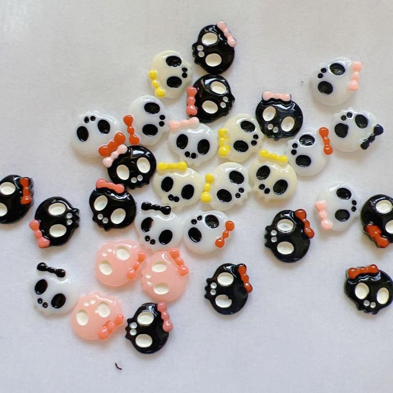 30 Spooky Halloween Nail Decals Skull Ghost Resin Accessories 3D Nail Art