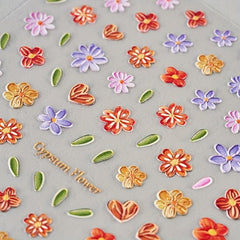 4pcs 5D Butterfly Flower Nail Art Stickers DIY Nail Decals Self-Adhesive