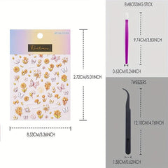 4pcs 5D Butterfly Flower Nail Art Stickers DIY Nail Decals Self-Adhesive