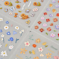 4pcs 5D Butterfly Flower Nail Art Stickers DIY Nail Decals Self-Adhesive