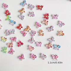 30pcs 3D Butterfly Nail Art Charms With Rhinestones Gradient Gemstones