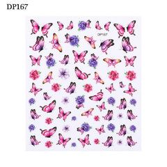 Holographic Butterfly 3D Nail Stickers Flowers Leaves DIY Manicure Decorations
