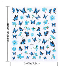 Holographic Butterfly 3D Nail Stickers Flowers Leaves DIY Manicure Decorations