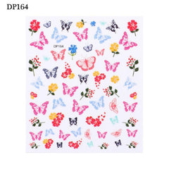 Holographic Butterfly 3D Nail Stickers Flowers Leaves DIY Manicure Decorations