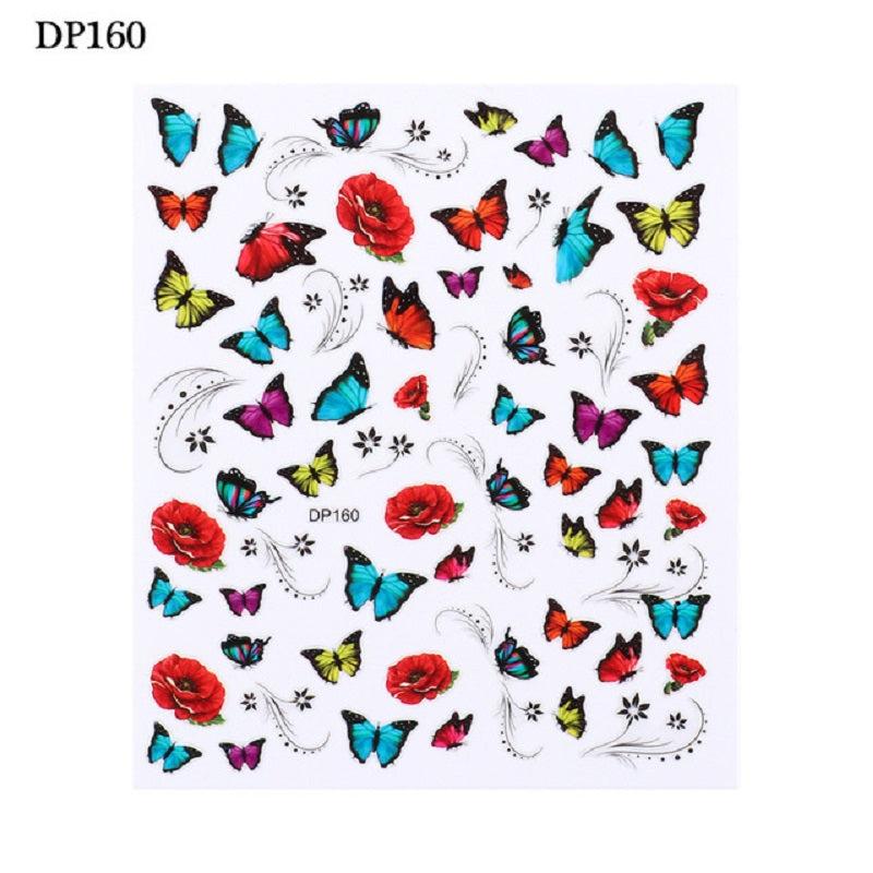 Holographic Butterfly 3D Nail Stickers Flowers Leaves DIY Manicure Decorations