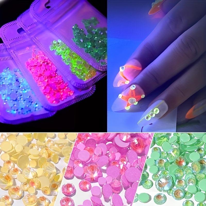 400pcs Luminous Crystal Nail Art Rhinestones Flat Back For DIY