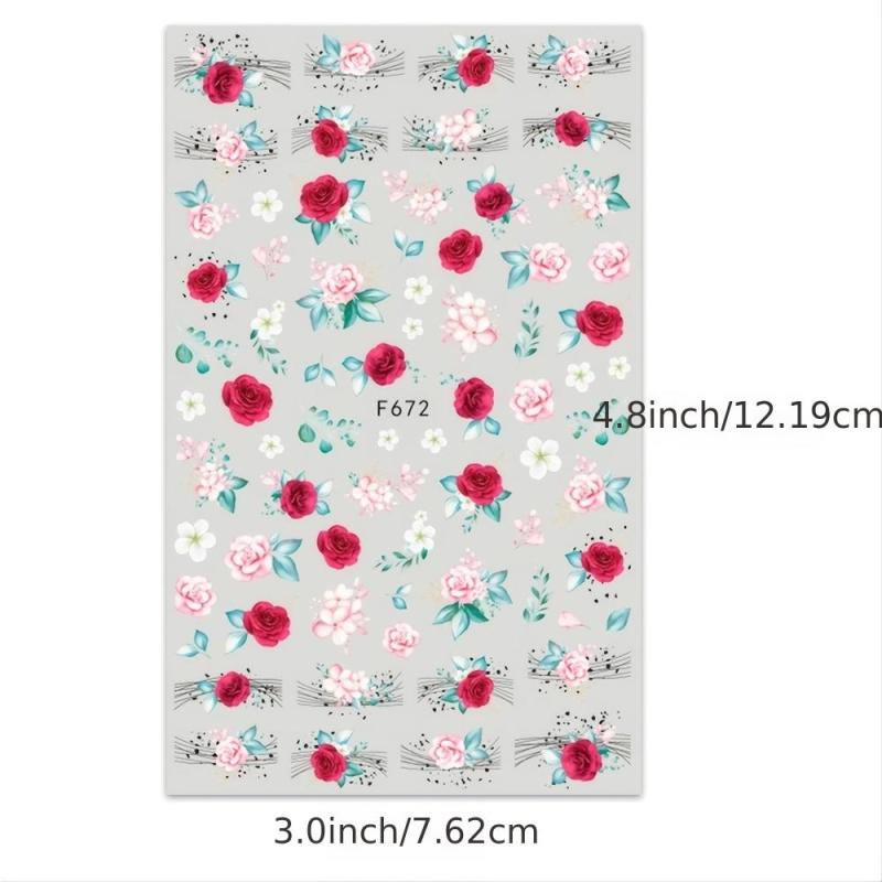 Floral Nail Art Stickers Decals Self-adhesive DIY Manicure Decoration
