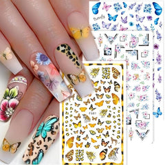 Floral Nail Art Stickers Decals Self-adhesive DIY Manicure Decoration