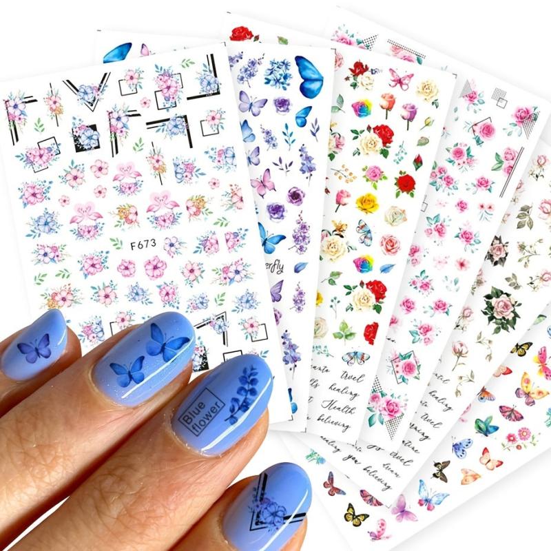 Floral Nail Art Stickers Decals Self-adhesive DIY Manicure Decoration