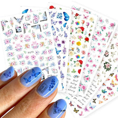 Floral Nail Art Stickers Decals Self-adhesive DIY Manicure Decoration