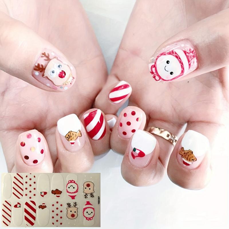 Christmas Nail Polish Stickers Snowflake Snowman Elk Santa Claus Nail Strips