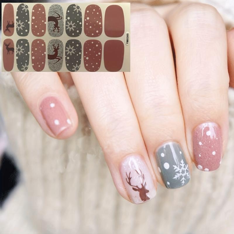 Christmas Nail Polish Stickers Snowflake Snowman Elk Santa Claus Nail Strips