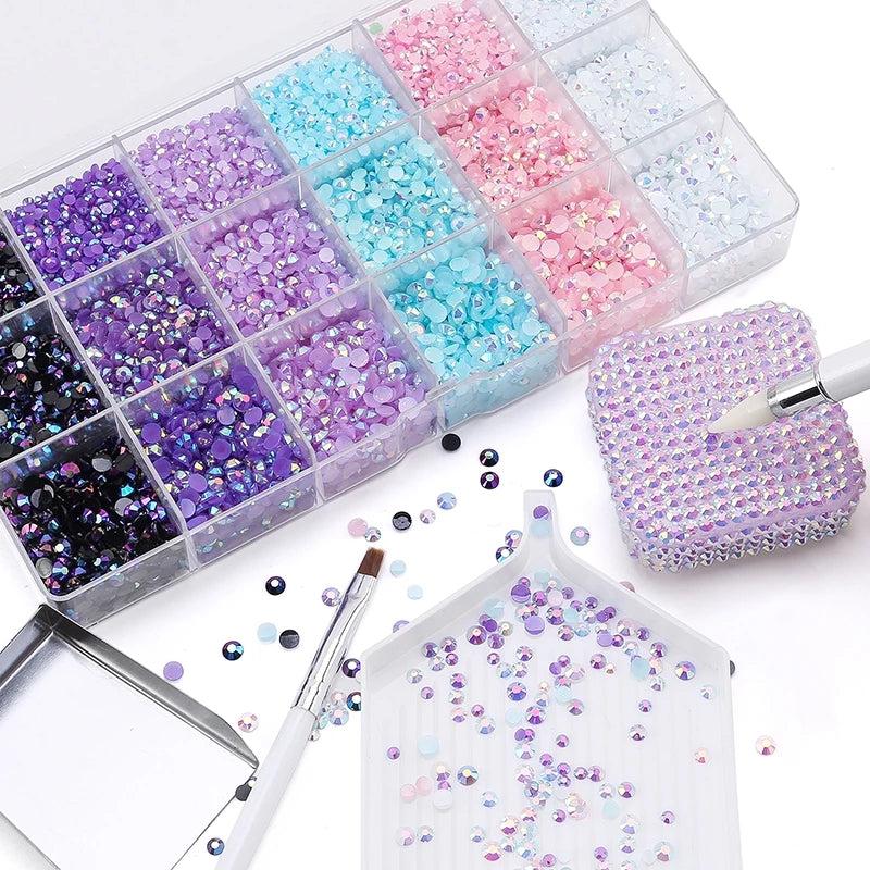 Jelly Rhinestone Kit Mixed Sizes Resin Decoration Craft 3mm 4mm 5mm Crystals