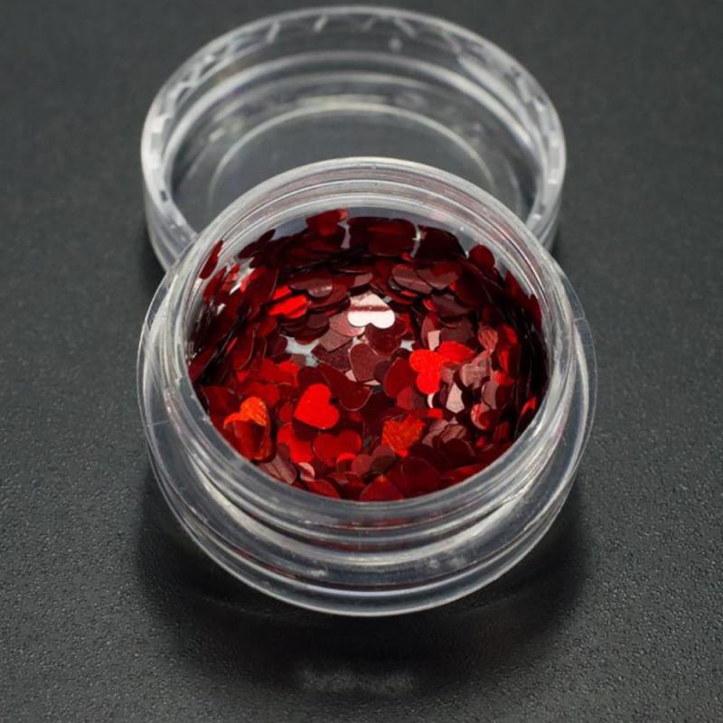 Heart Holographic Nail Art Sequins Valentines Nail Glitter Kit