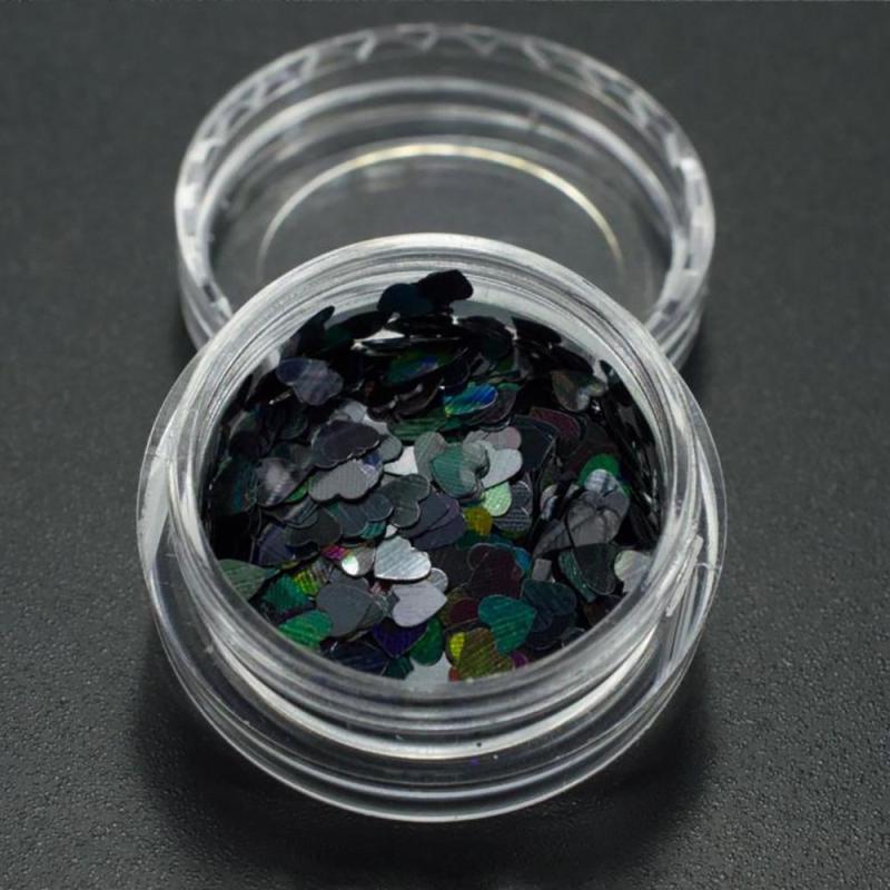 Heart Holographic Nail Art Sequins Valentines Nail Glitter Kit