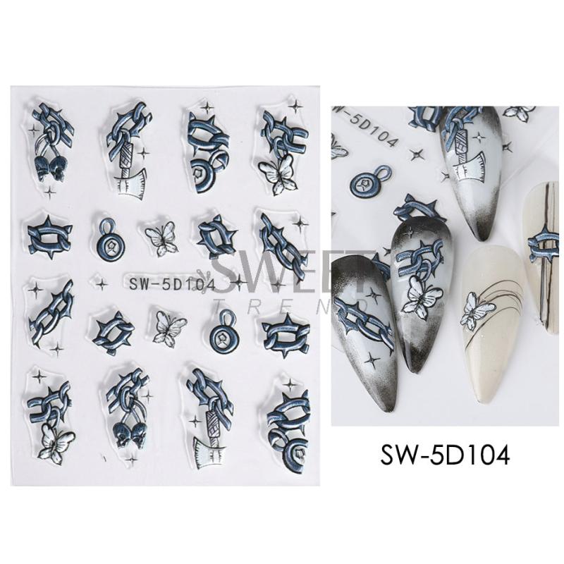 5D Halloween Nail Art Stickers Bloody Scar Skull Decals DIY Nail Salons