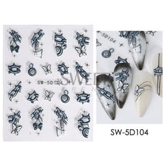 5D Halloween Nail Art Stickers Bloody Scar Skull Decals DIY Nail Salons
