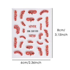 5D Halloween Nail Art Stickers Bloody Scar Skull Decals DIY Nail Salons