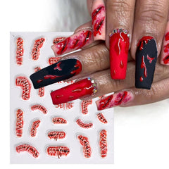 5D Halloween Nail Art Stickers Bloody Scar Skull Decals DIY Nail Salons