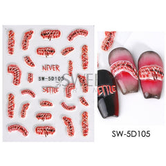 5D Halloween Nail Art Stickers Bloody Scar Skull Decals DIY Nail Salons